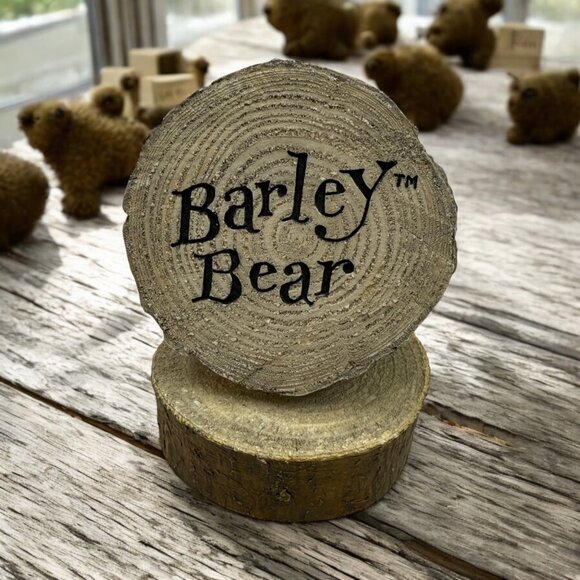 Vtg Wildlife Figurine Display Prop Barley Bear Grizzly Log Ceramic Cabin Rustic - Picture 1 of 11